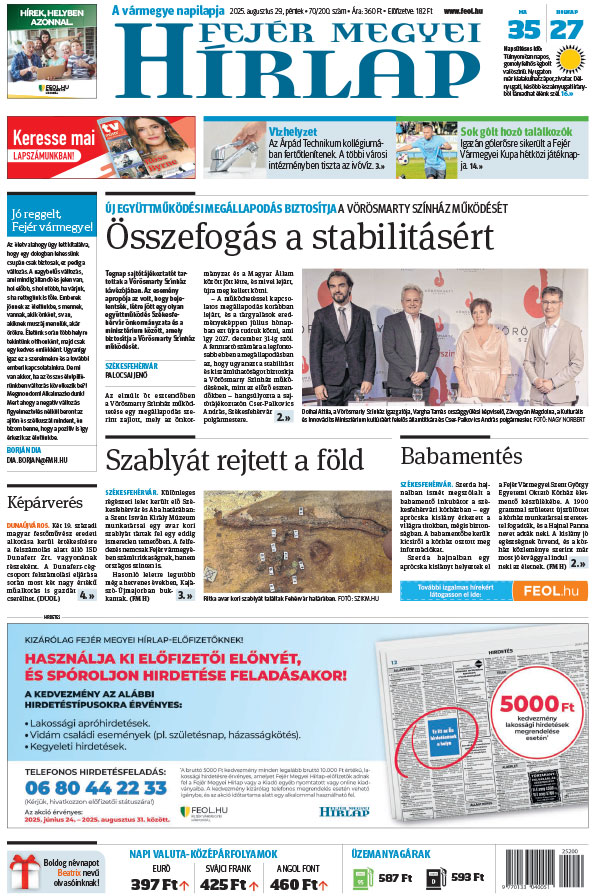 Lapszám: 2025.08.29. + MELLÉKLET
