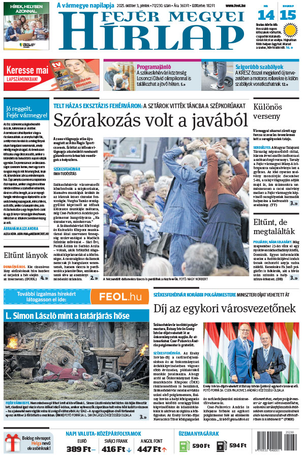 Lapszám: 2025.10.03. + MELLÉKLET